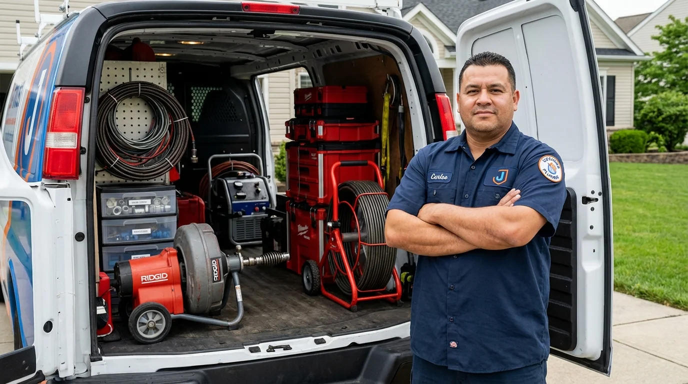 Professional drain cleaning equipment and Johns Plumbing LLC plumber in Canal Fulton
