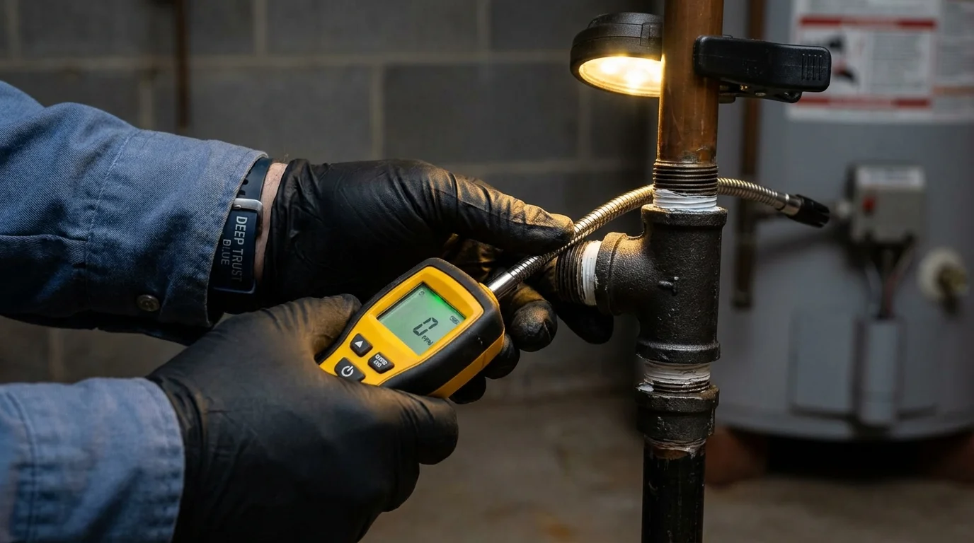 Gas leak detection with electronic sniffer by Johns Plumbing LLC in Canal Fulton