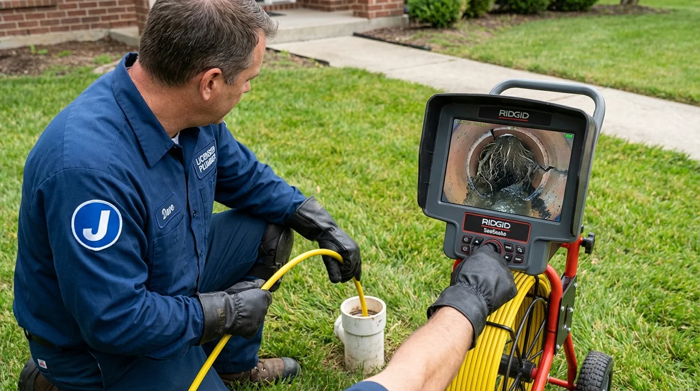 Sewer camera inspection being performed by Johns Plumbing LLC in Canal Fulton